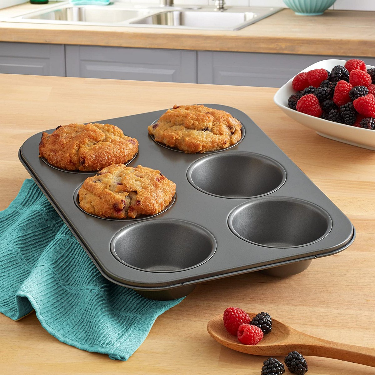Non-Stick 6-Hole Cupcake Baking Tin – Muffin & Cupcake Mold Tray | Durable Cake Baking Pan