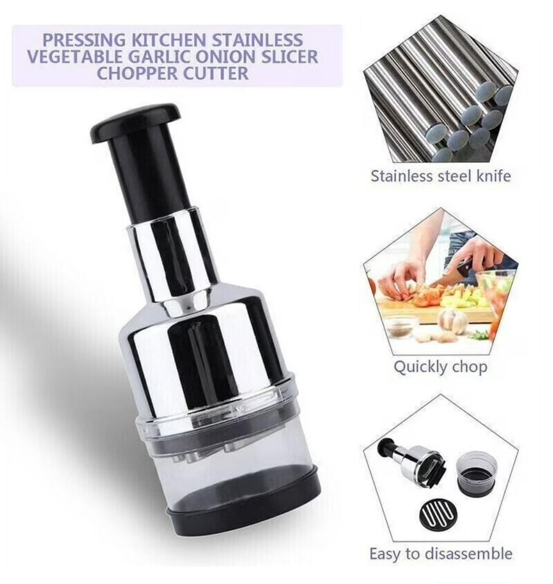 Hand Press Onion Chopper – Manual Vegetable Cutter & Food Processor | Quick Garlic, Onion & Veg Slicer