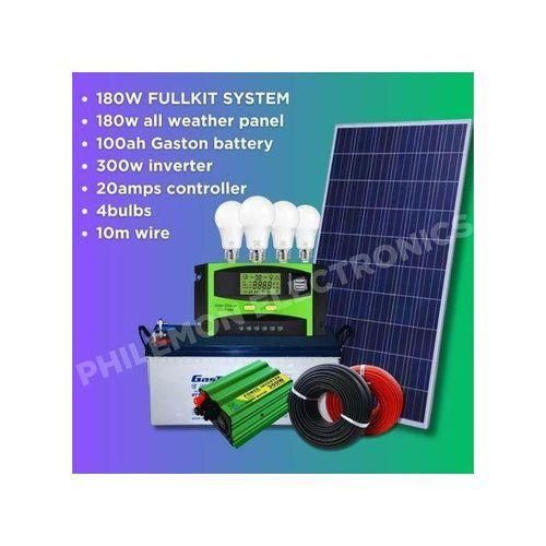 Solarmax Solar Fullkit 180w Solar Panel + 100AH Battery + 300w Inverter + 10 Amp Controller + 4 Bulb+ 10M WIRE