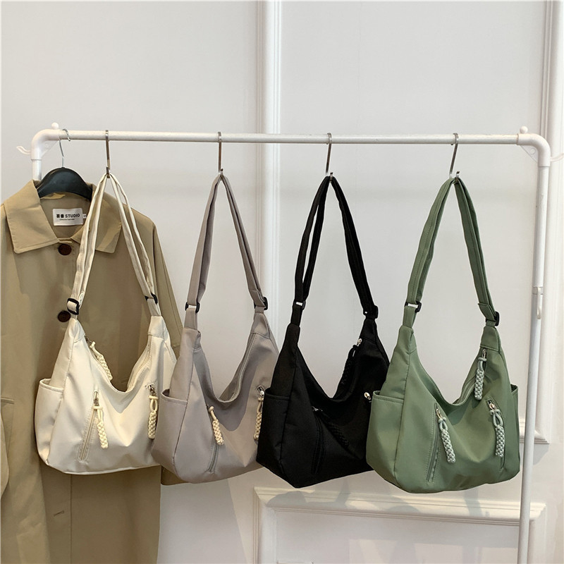 Fashionable large capacity versatile simple handbag travel bag student internet celebrity new wholesale women's shoulder crossbody bag black AS PICTURE