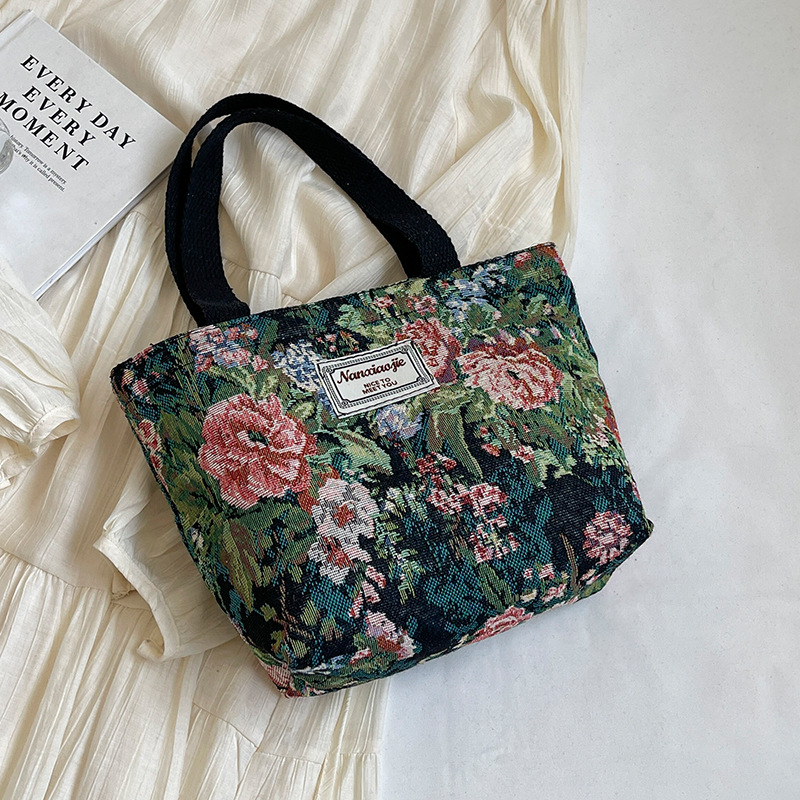 Large capacity national style canvas bag for women 2024 new commuting tote bag for women ins college student class shoulder bag Style_1 AS PICTURE