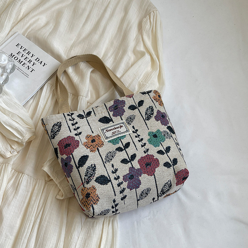 Large capacity national style canvas bag for women 2024 new commuting tote bag for women ins college student class shoulder bag Style_1 AS PICTURE