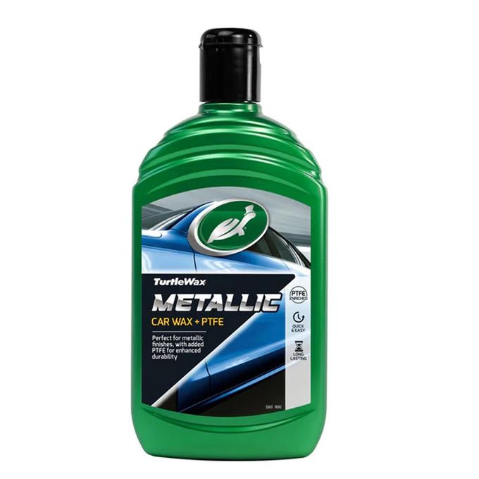 Turtle Wax Metallic Wax + PTFE Liquid Car Wax -500ml-2-in-1 car wax and polish is specially designed to enhance and clarify metallic paint finishes to bring back your car’s original, showroom look