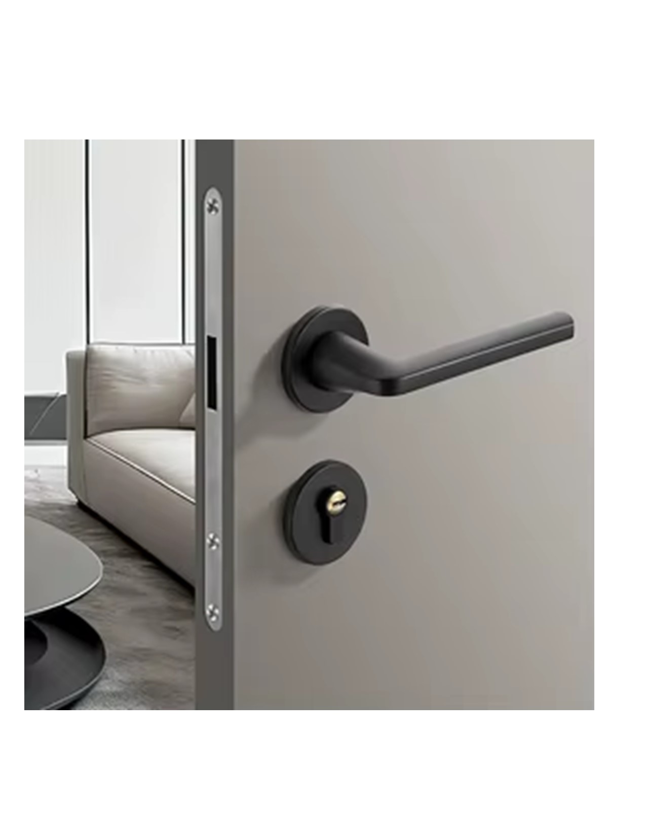 Mortise Main Door Lock Set with Door Rose Handle and 3 Keys for Home, Office & Hotel