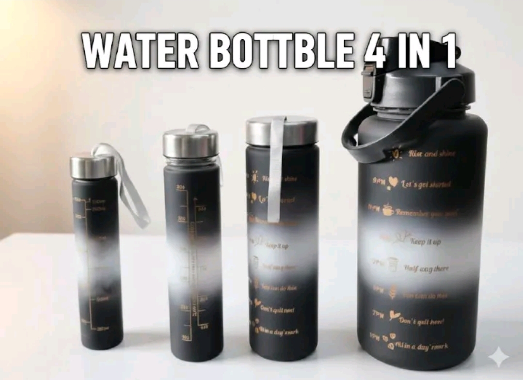 Ultimate 4-in-1 Motivational Water Bottle Set – Gradient Rainbow Series
Stay Hydrated, Stay Smart, and Crush Your Goals!