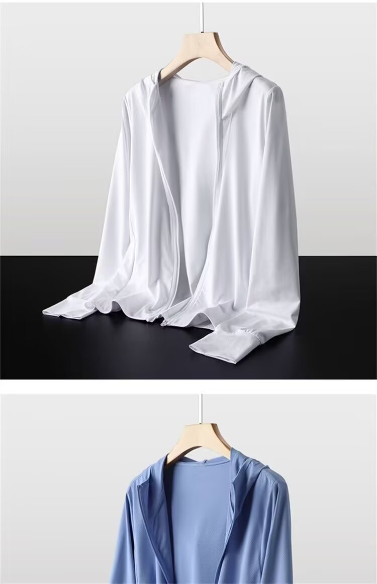 Summer Ice Silk Sunscreen Clothing for Men and Women, Quick-Dry, Breathable, Thin, Couples, Fishing, Heat-Resistant, Sun-Protective Skin Jacket