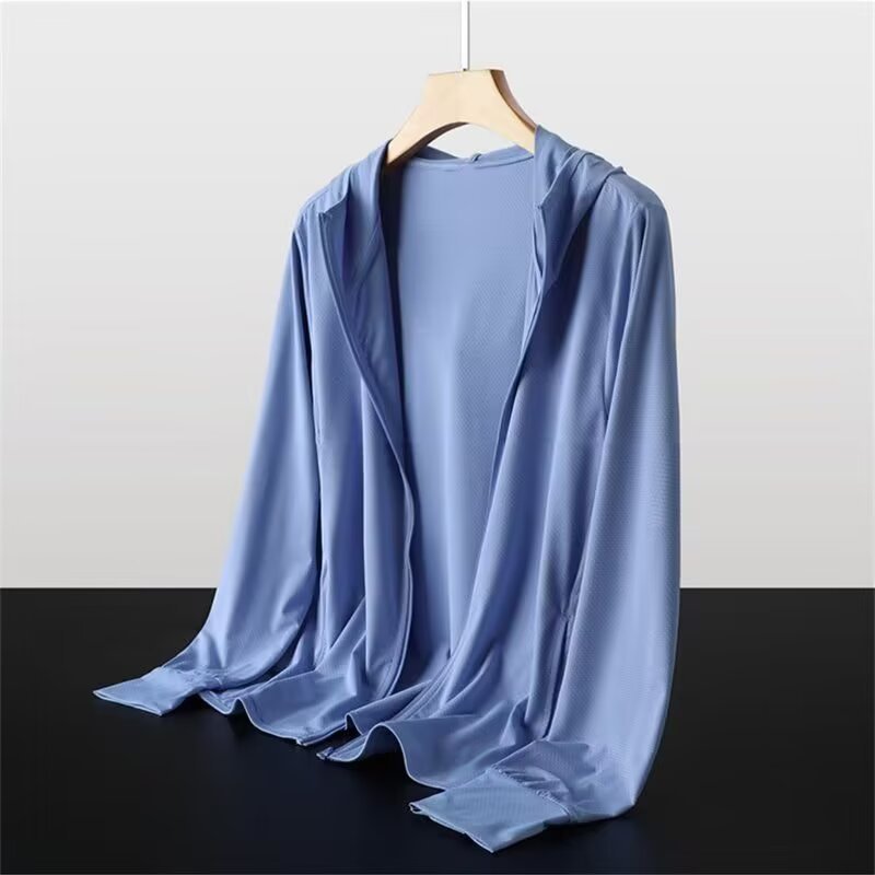 Summer Ice Silk Sunscreen Clothing for Men and Women, Quick-Dry, Breathable, Thin, Couples, Fishing, Heat-Resistant, Sun-Protective Skin Jacket