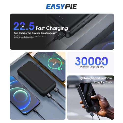 EASYPIE EASYPIE 30000MAh Dual Fast Charge Type-C And Micro-USB Ultra Slim Portable Power Bank