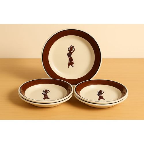 Sundabest 6 Large Round Dinner Plates-10.5 inch - Brown