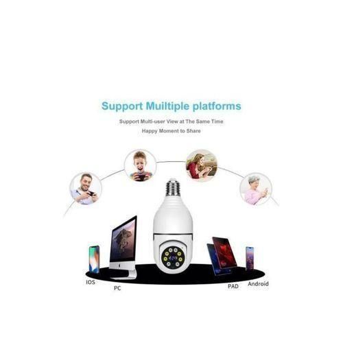 Panorama Wireless Video Surveillance Light Bulb Camera Wifi 360° Camera - White