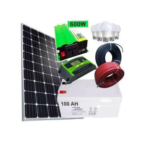 sunlight solar Panel Fullkit 100w Solar Panel + 80AH Battery + 300Watts Inverter + 10 Ah Charge Controller + 5 Bulbs +10m Cable