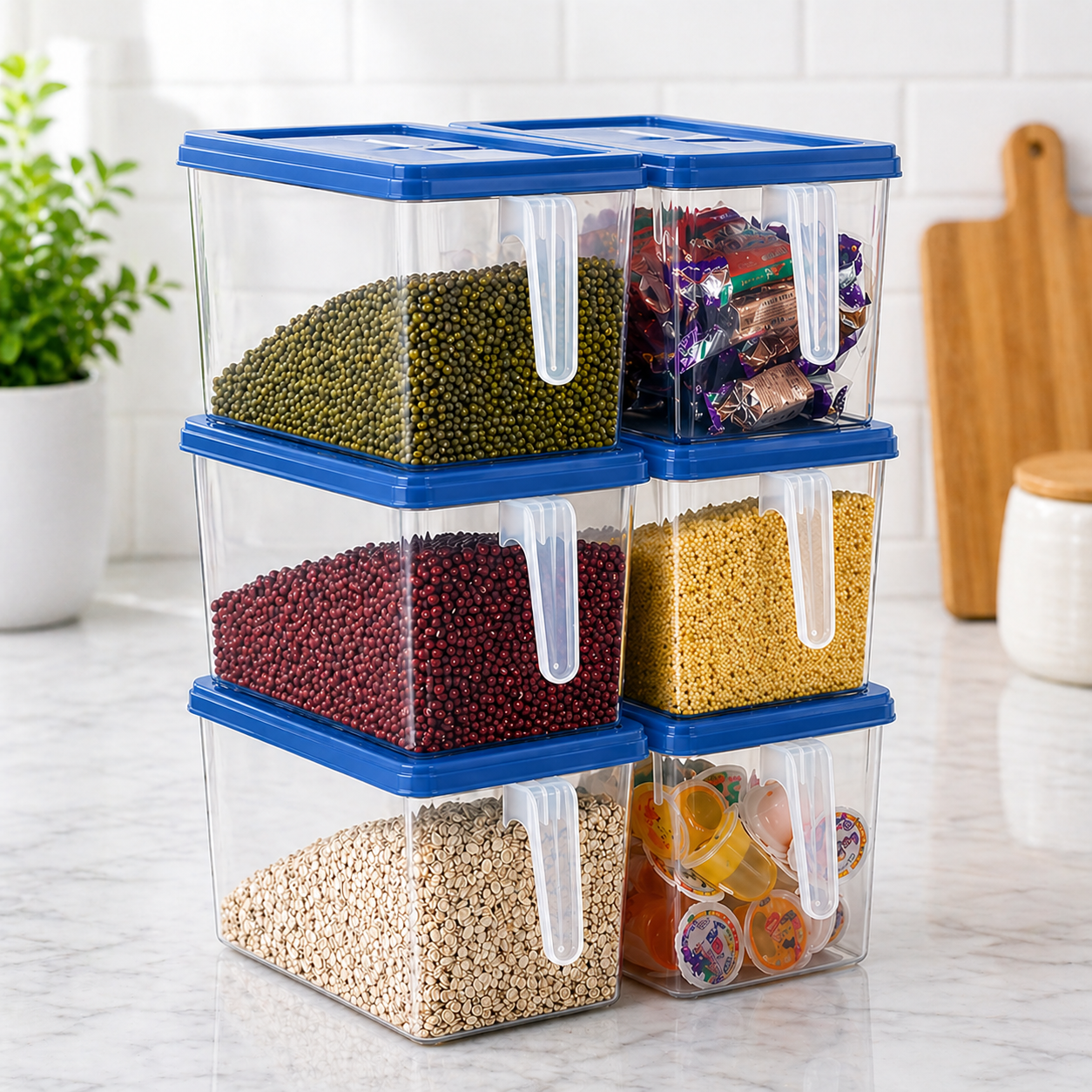 5-Litres Plastic Fridge Containers & Cereal Container | Clear, stackable containers that keep food protected and accessible.