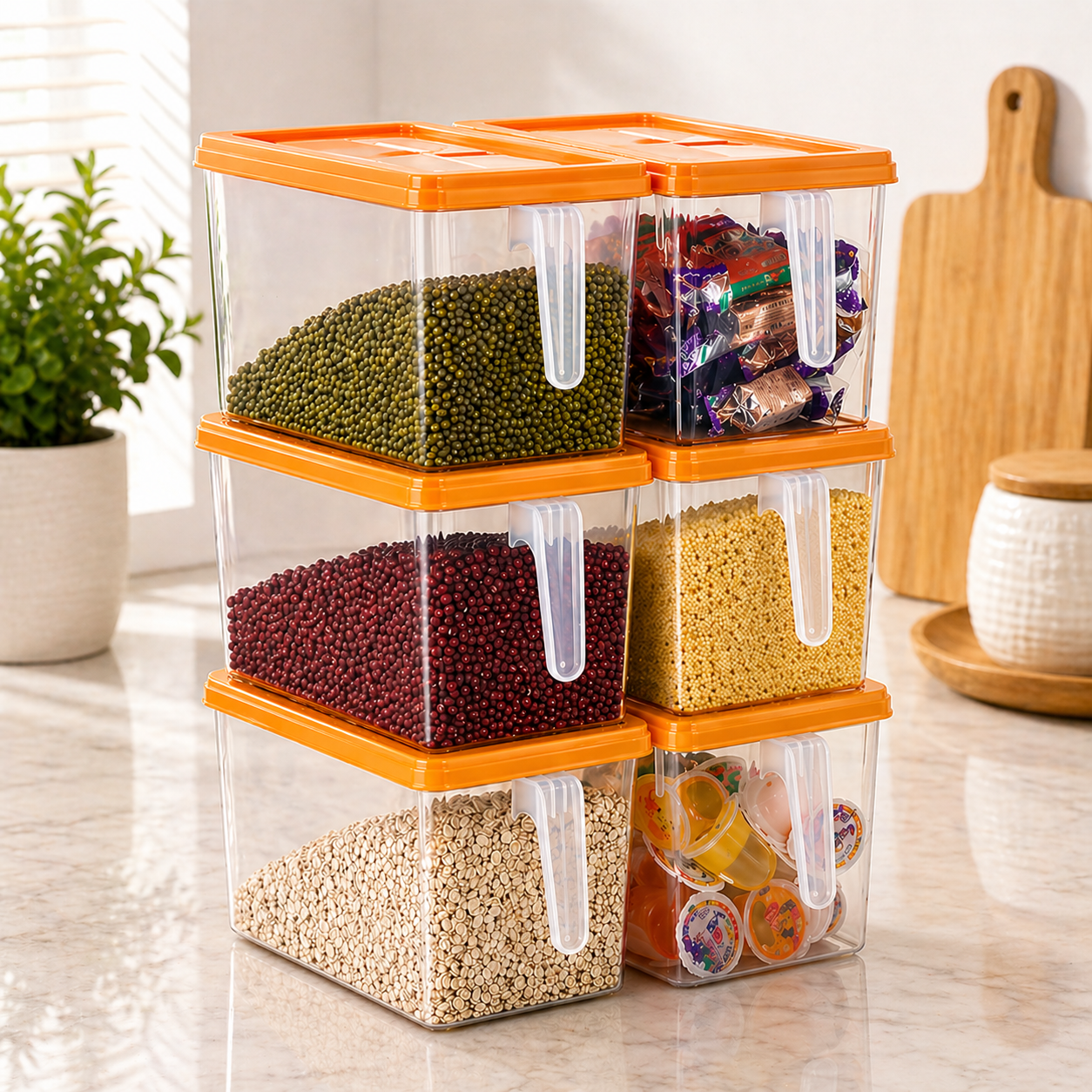 5-Litres Plastic Fridge Containers & Cereal Container | Clear, stackable containers that keep food protected and accessible.