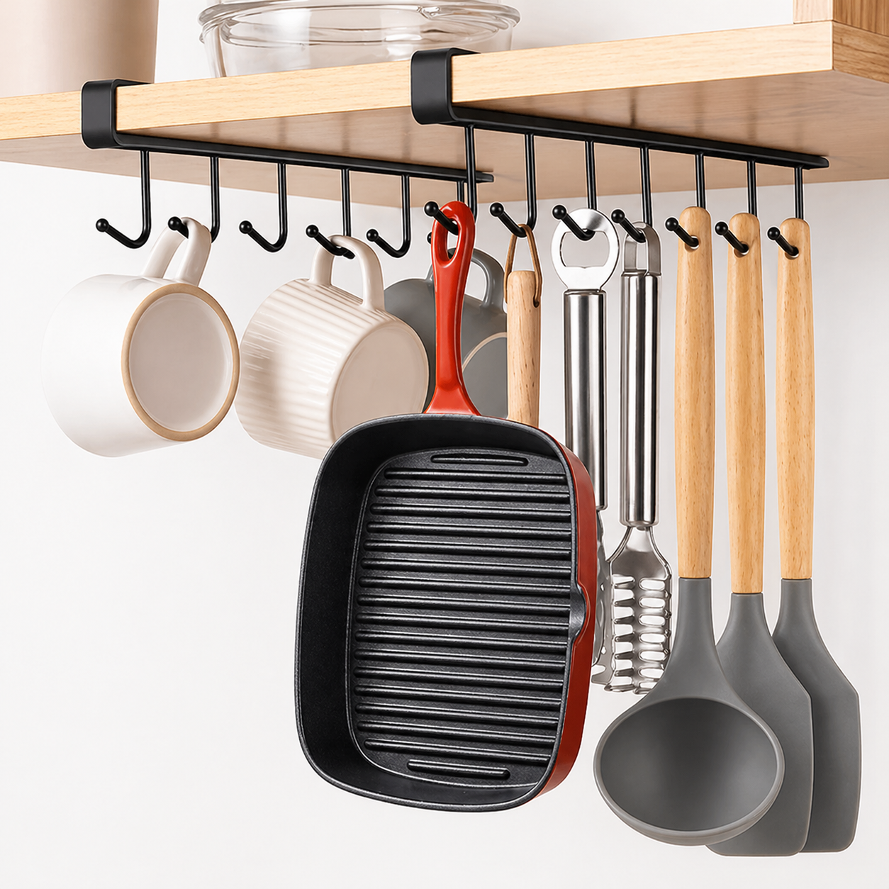 Brand New Metallic Under the shelf cabinet hook | Organize mugs, utensils, and kitchen tools with ease.