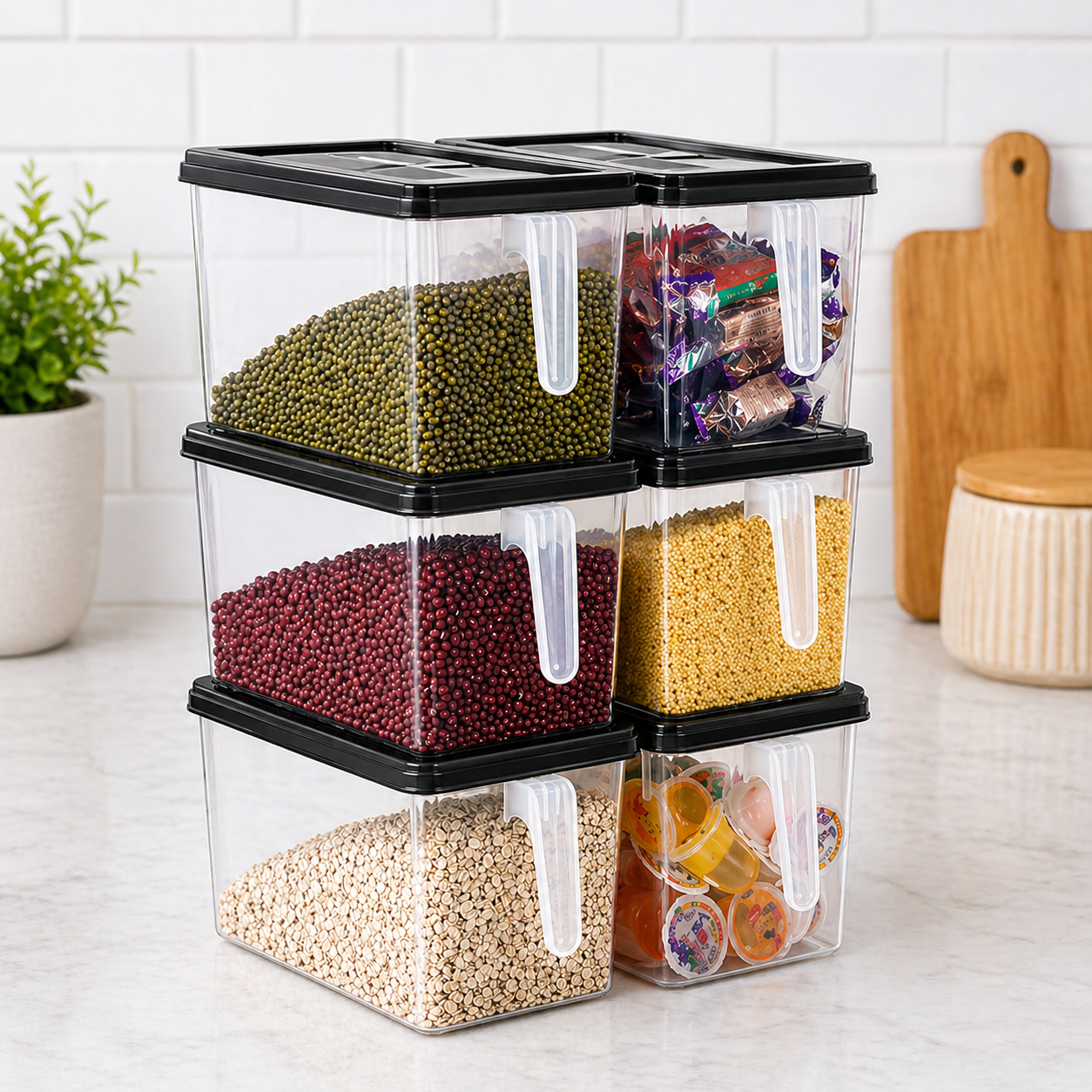 5-Litres Plastic Fridge Containers & Cereal Container | Clear, stackable containers that keep food protected and accessible.