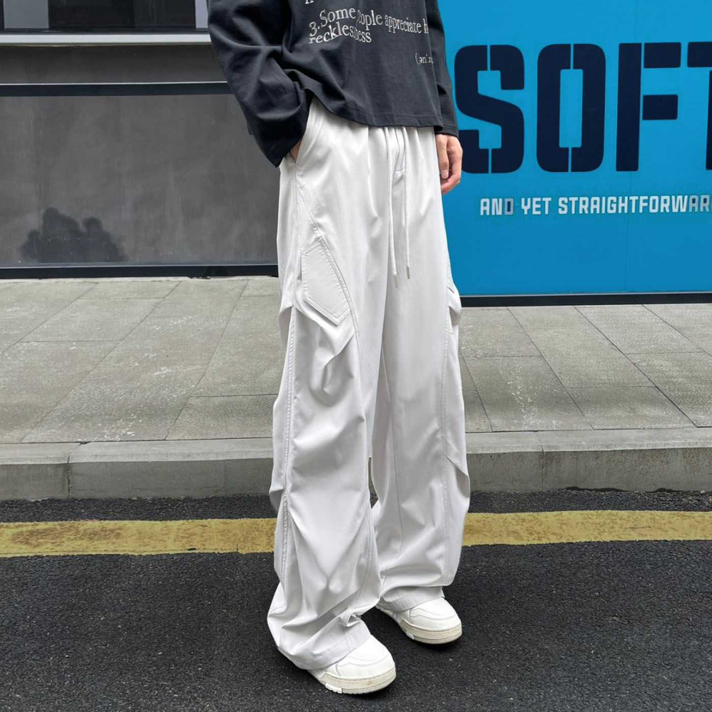 Light gray charge overalls men's autumn light and quick-drying pants slightly oblique cutlass pants.