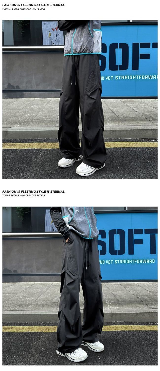 Light gray charge overalls men's autumn light and quick-drying pants slightly oblique cutlass pants.