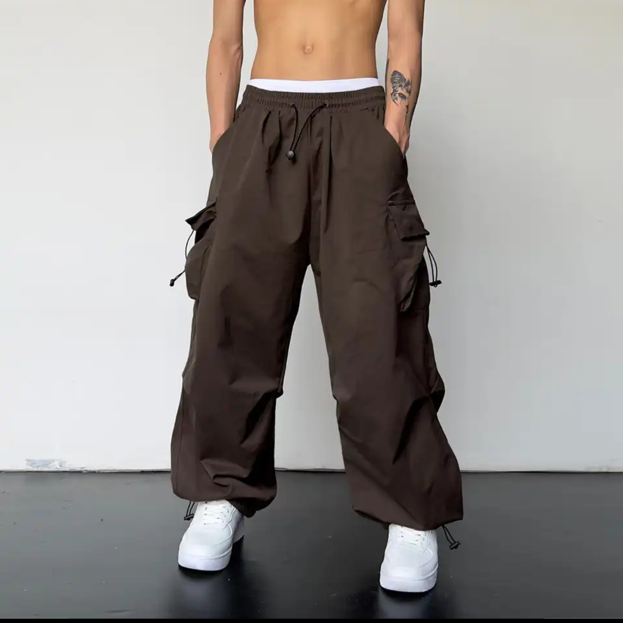 Quick-drying overalls men's summer new parachute pants high waist and wide legs leisure sports pants