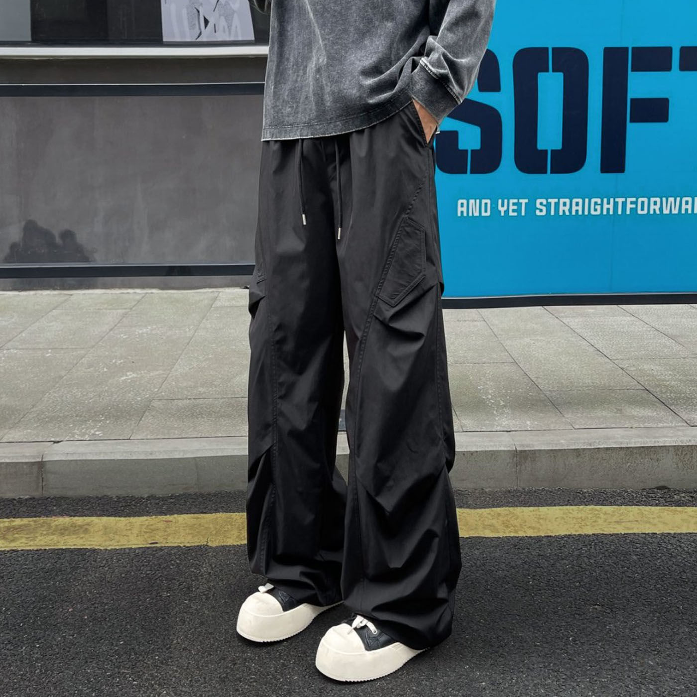 Light gray charge overalls men's autumn light and quick-drying pants slightly oblique cutlass pants.