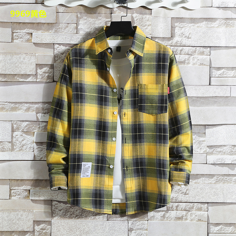 Spring and Autumn Plaid Shirt Men's Long Sleeve Fashion Shirt Thin Casual Joker Shirt Coat