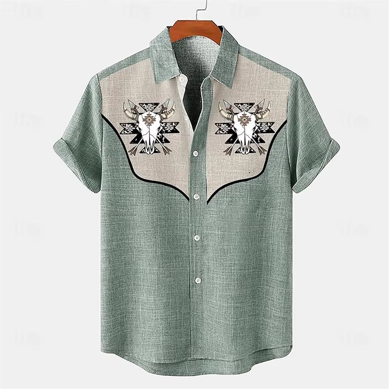 3D printing men's summer breathable short-sleeved fashion short-sleeved shirt top