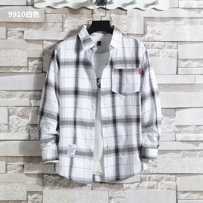 Spring and Autumn Plaid Shirt Men's Long Sleeve Fashion Shirt Thin Casual Joker Shirt Coat