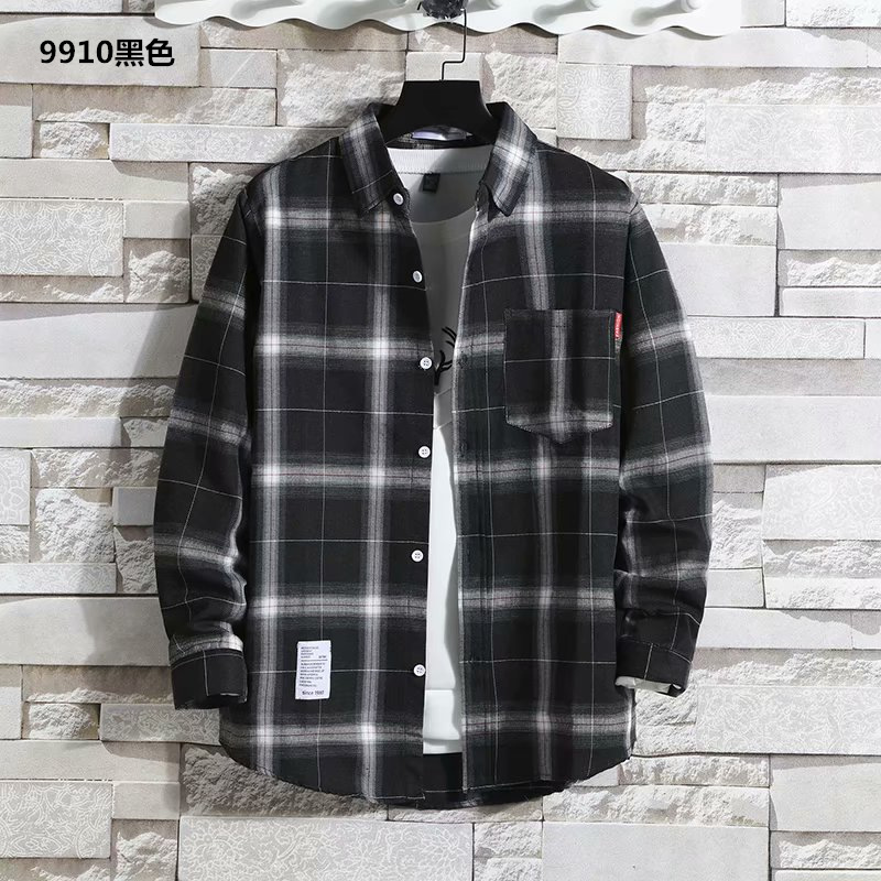 Spring and Autumn Plaid Shirt Men's Long Sleeve Fashion Shirt Thin Casual Joker Shirt Coat