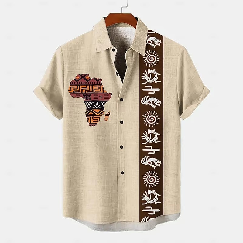 3D printing men's summer breathable short-sleeved fashion short-sleeved shirt top