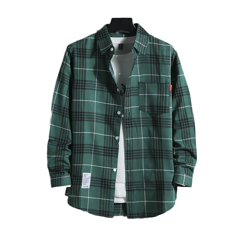 Spring and Autumn Plaid Shirt Men's Long Sleeve Fashion Shirt Thin Casual Joker Shirt Coat