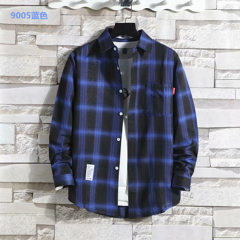 Spring and Autumn Plaid Shirt Men's Long Sleeve Fashion Shirt Thin Casual Joker Shirt Coat