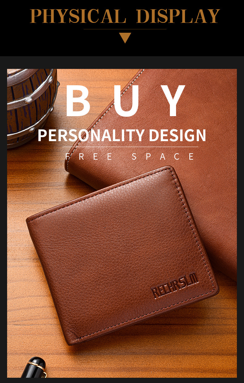 Men's  Wallet:Genuine Cowhide Leather Wallet for Men, Bifold Slim Card Holder, Father's Day Gift, High Quality Business Purse