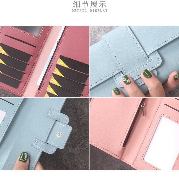 Women's  Wallet：Trifold Long Wallet, Multi-Card Holder PU Leather Clutch Purse, Korean Style Handbag
