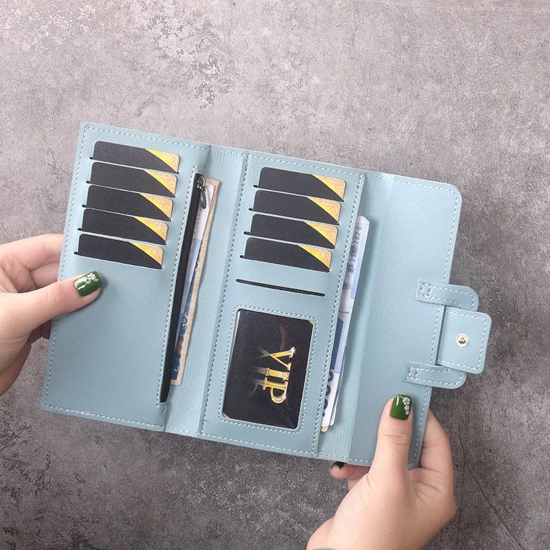 Women's  Wallet：Trifold Long Wallet, Multi-Card Holder PU Leather Clutch Purse, Korean Style Handbag