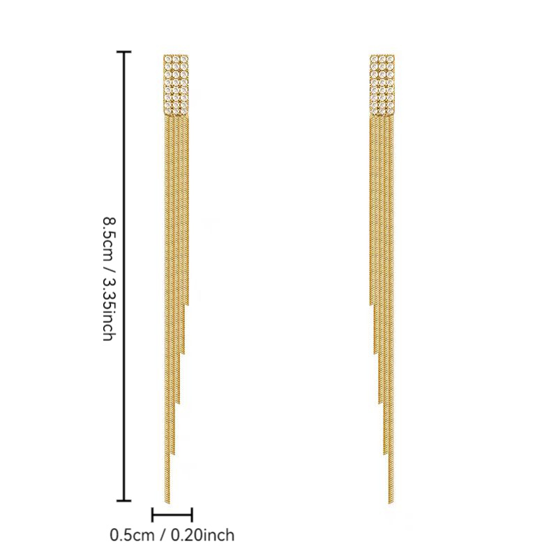 VERALITE Crystal Chain Tassel Drop Earrings, Gold/Silver Plated, 925 Silver Needle