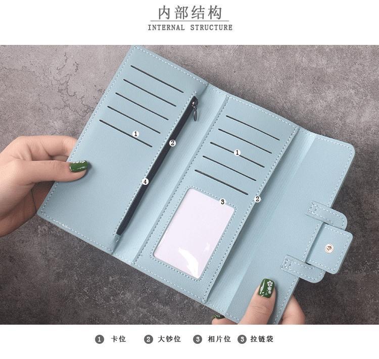 Women's  Wallet：Trifold Long Wallet, Multi-Card Holder PU Leather Clutch Purse, Korean Style Handbag