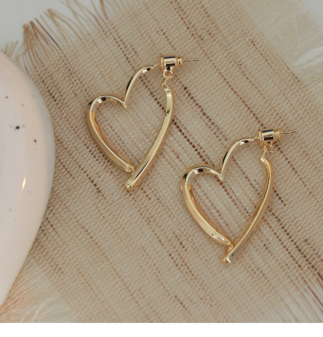 Heart Hoop Earrings, Minimalist Cool Style Hypoallergenic Ear Jewelry for Women