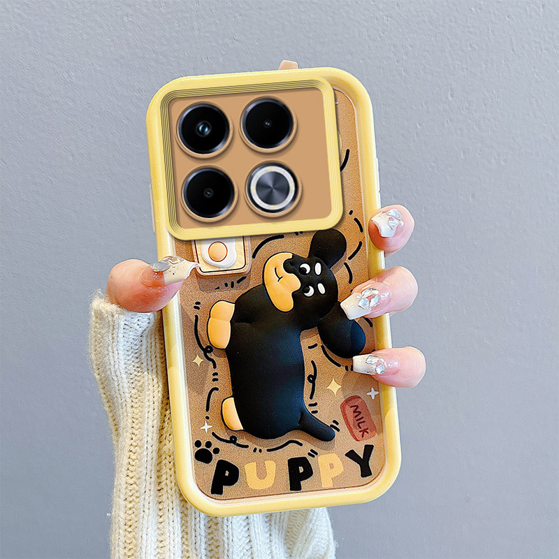 3D Cartoon Puppy Phone Case for Infinix/Tecno/Itel, Cute Shockproof Protective Cover for Hot 50/Spark 10C/Smart 9