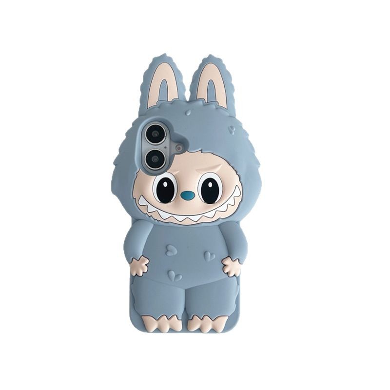 3D Cartoon Labubu Silicone Phone Case for iPhone 16/15 Pro Max/14/13/12/11, Shockproof Cute Protective Cover