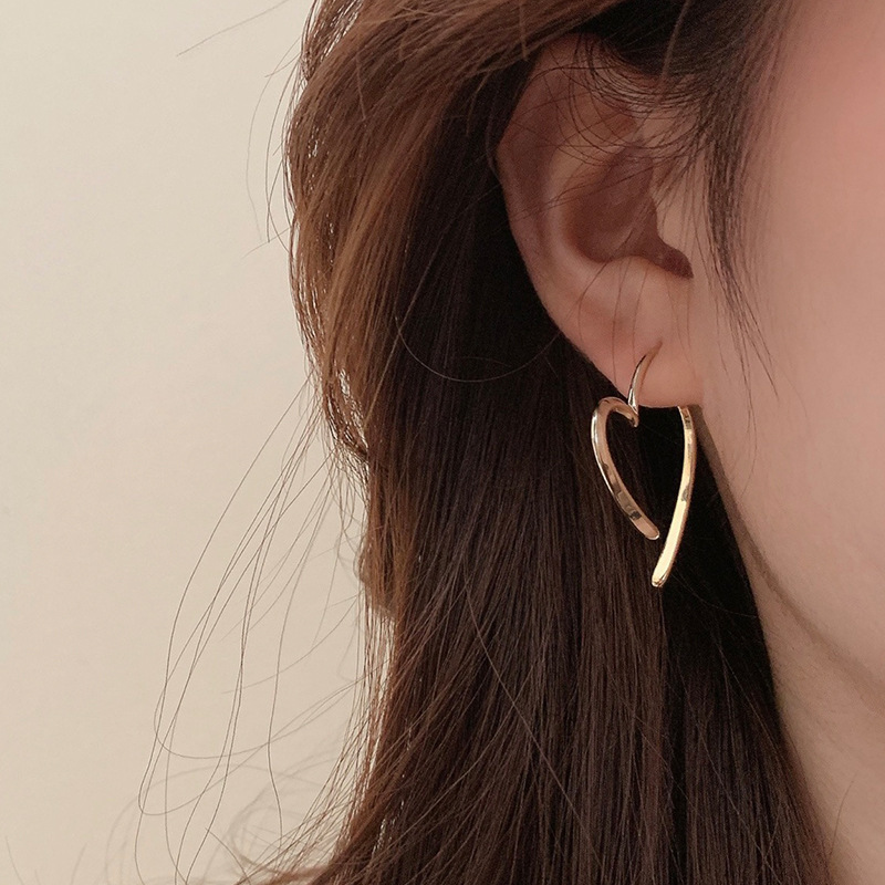 Heart Hoop Earrings, Minimalist Cool Style Hypoallergenic Ear Jewelry for Women
