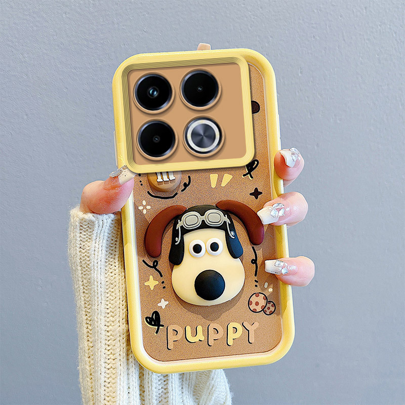 3D Cartoon Puppy Phone Case for Infinix/Tecno/Itel, Cute Shockproof Protective Cover for Hot 50/Spark 10C/Smart 9