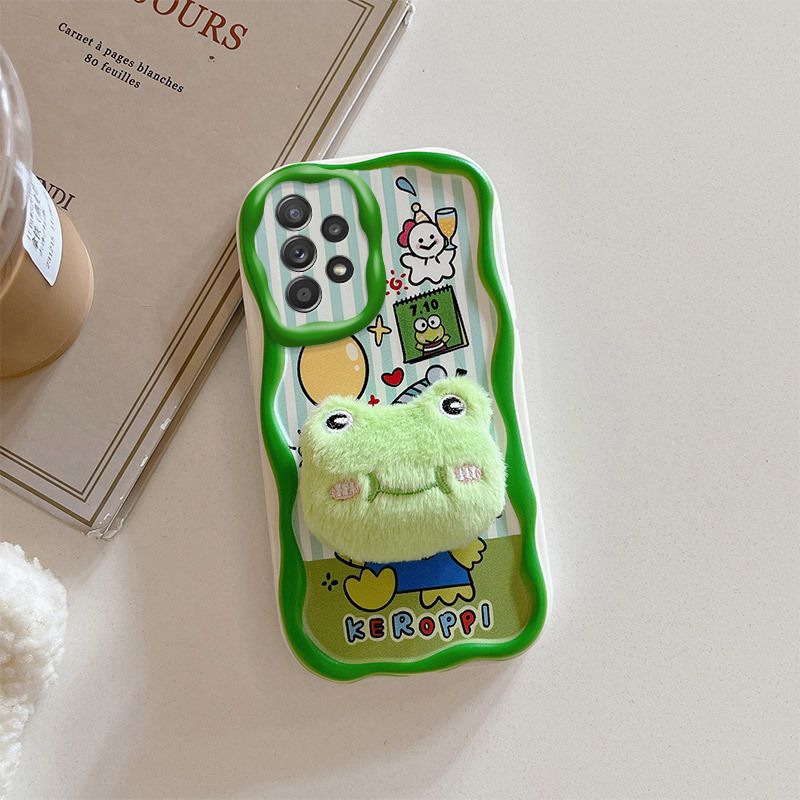 Cute 3D Plush Doll Phone Case for Samsung A05 A22A23 A54 A53 A52, Soft TPU Shockproof Cover with Lanyard