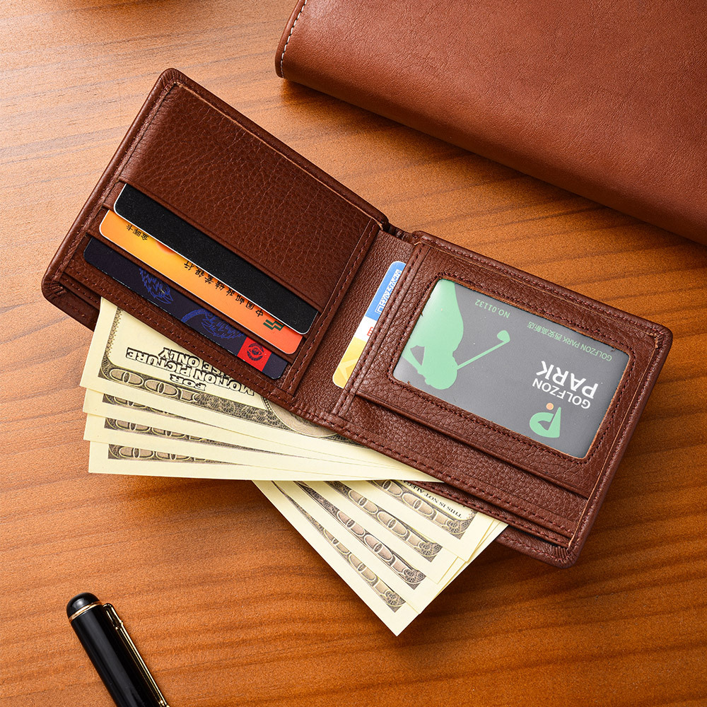 Men's  Wallet:Genuine Cowhide Leather Wallet for Men, Bifold Slim Card Holder, Father's Day Gift, High Quality Business Purse