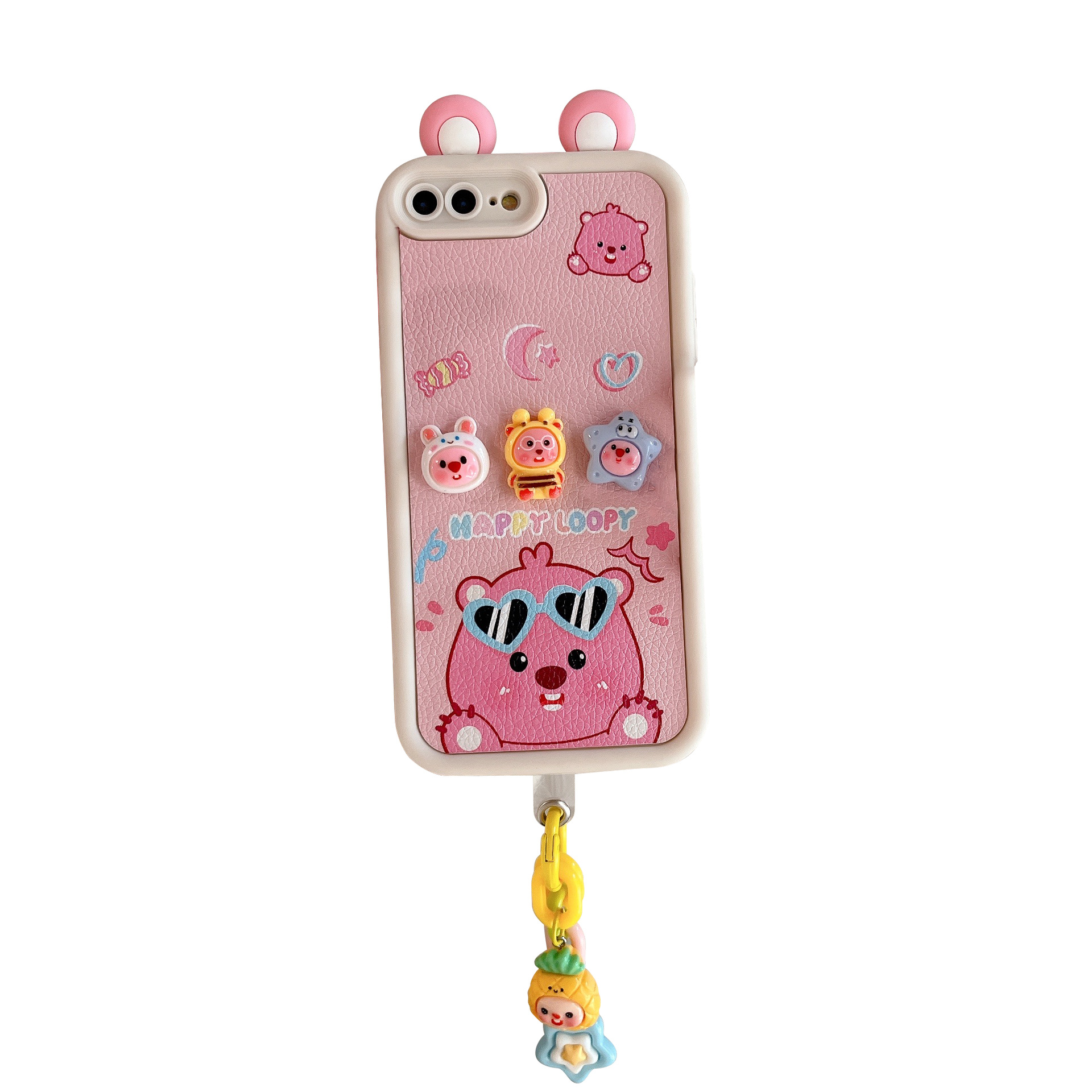 3D Cartoon Leather Texture Phone Case for iPhone 6/iPhone7/11//XS Max/6P, Cute Character Shockproof Cover