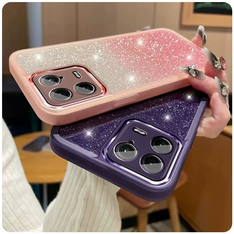 Gradient Glitter Phone Case for Infinix Note 20/smart10/pop10/Spark 30/Hot 10/spark40/Camon 30, Shockproof Silicone Cover