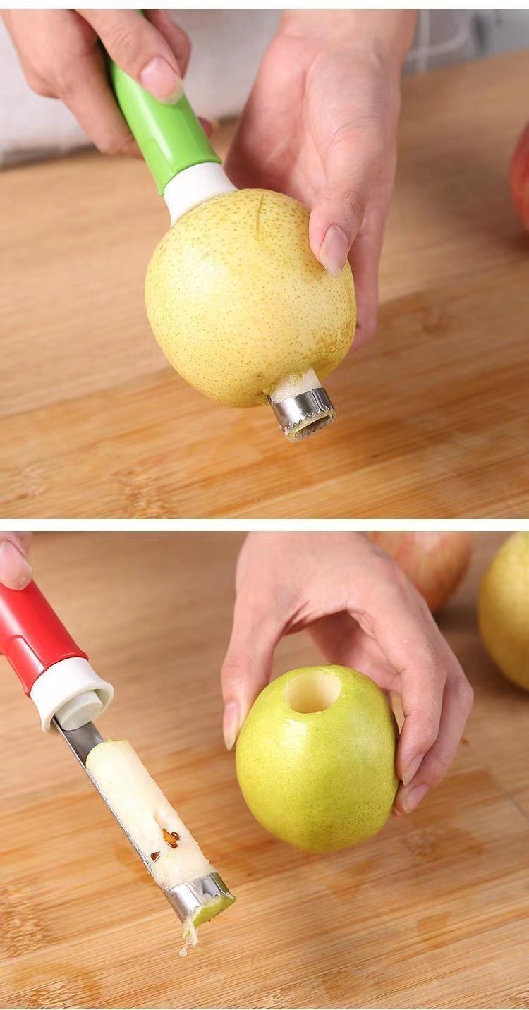 2-in-1 Stainless Steel Fruit Peeler & Corer, Easy Grip Apple Pear Peeling Tool, Food Grade