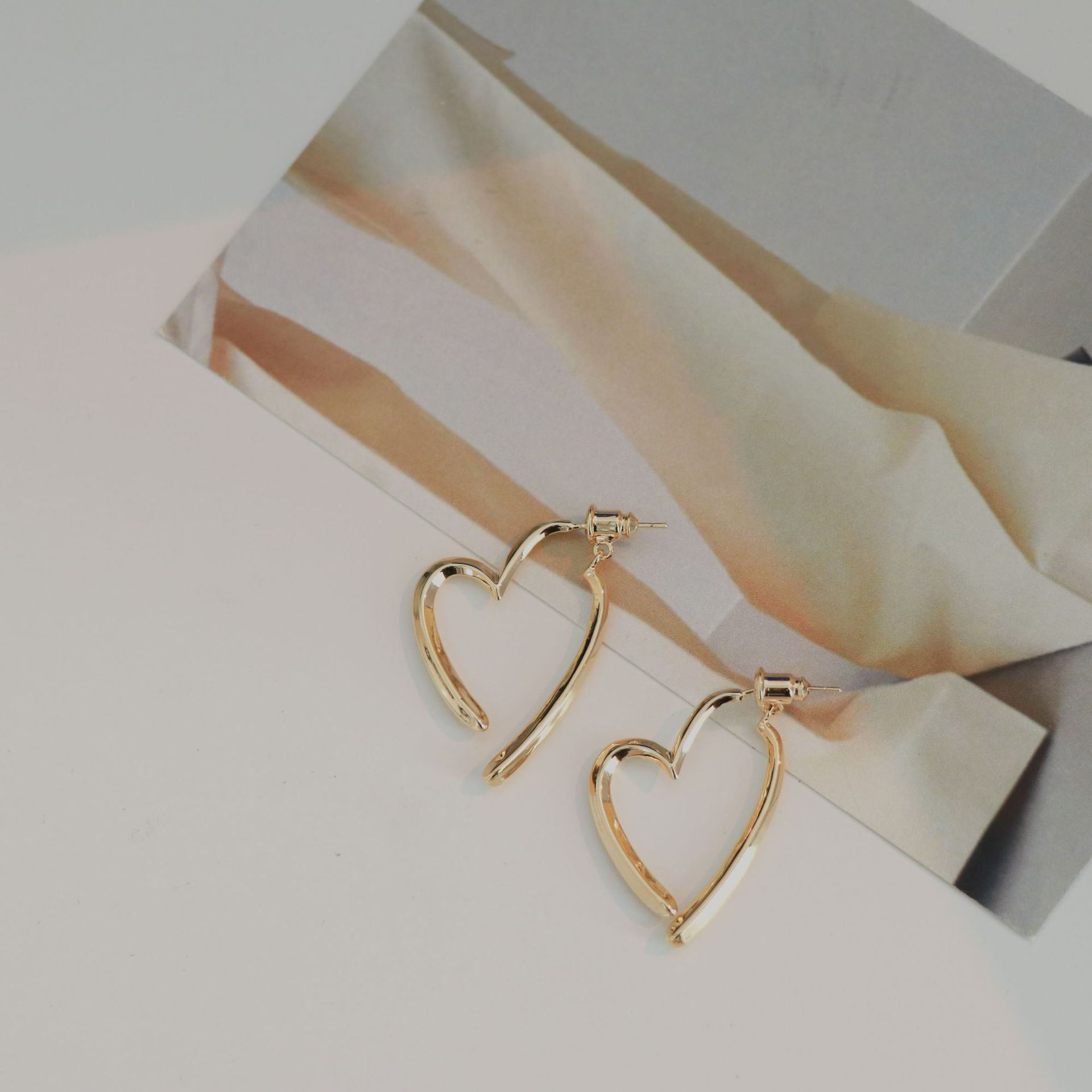 Heart Hoop Earrings, Minimalist Cool Style Hypoallergenic Ear Jewelry for Women