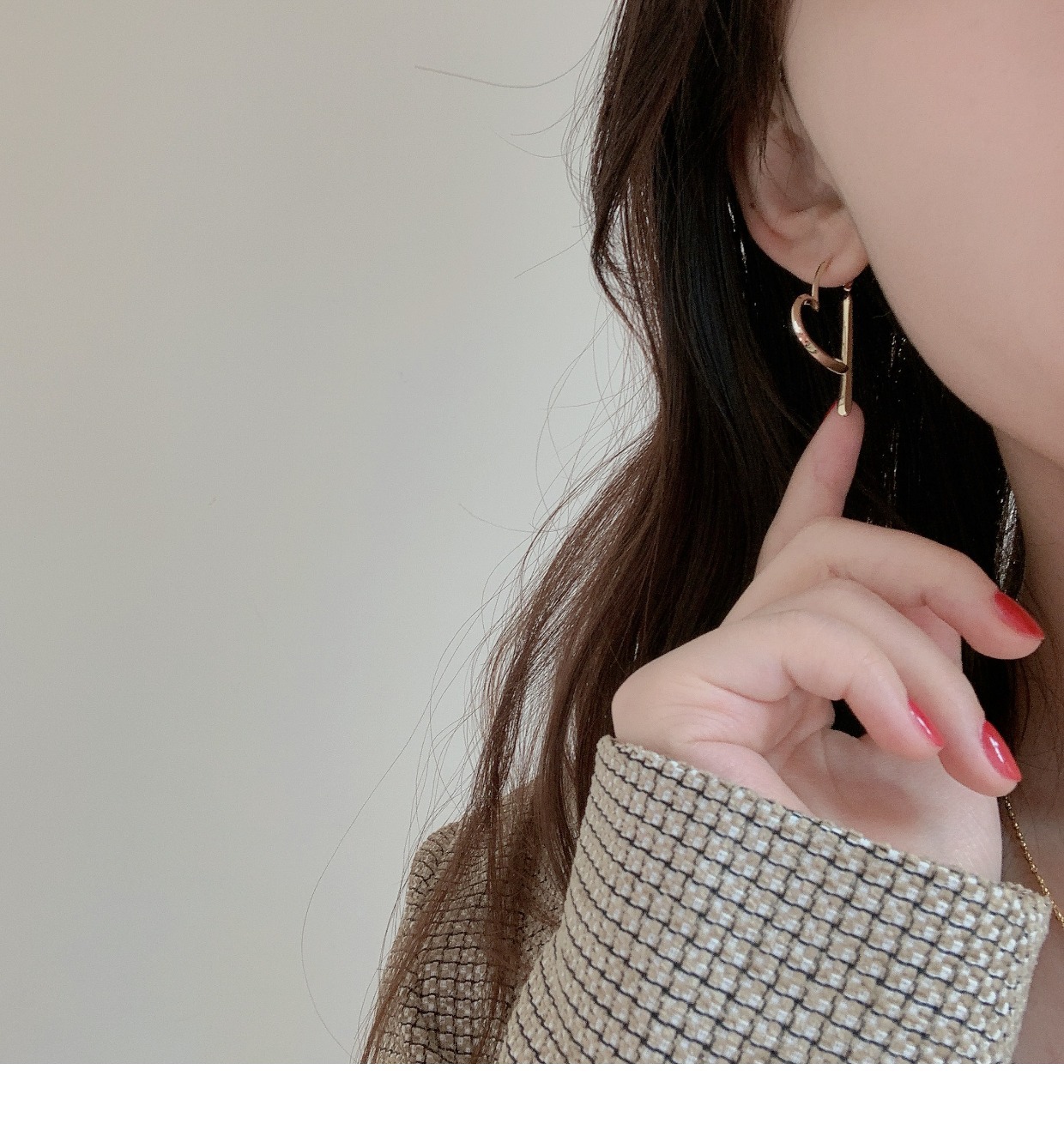 Heart Hoop Earrings, Minimalist Cool Style Hypoallergenic Ear Jewelry for Women
