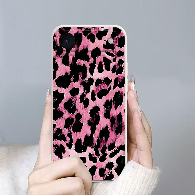 Trendy Leopard Print Phone Case for iPhone 17/16、11/12/13/14 Pro Max/15/14 Pro/13, Straight Edge Soft Shockproof Cover