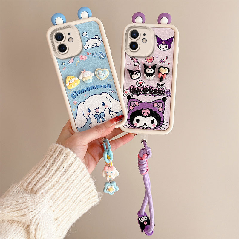 3D Cartoon Leather Texture Phone Case for iPhone 6/iPhone7/11//XS Max/6P, Cute Character Shockproof Cover