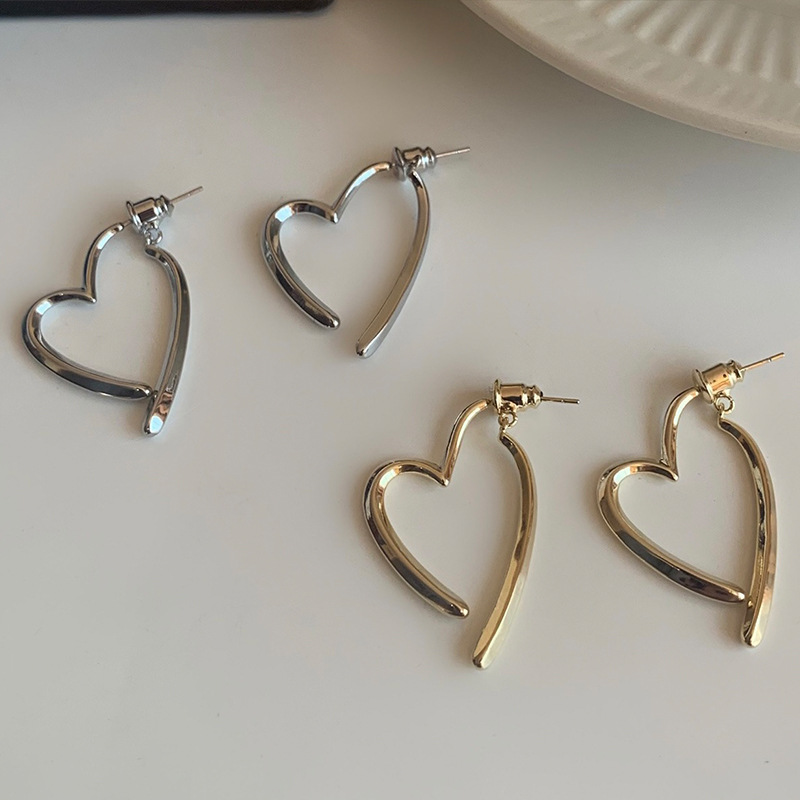 Heart Hoop Earrings, Minimalist Cool Style Hypoallergenic Ear Jewelry for Women